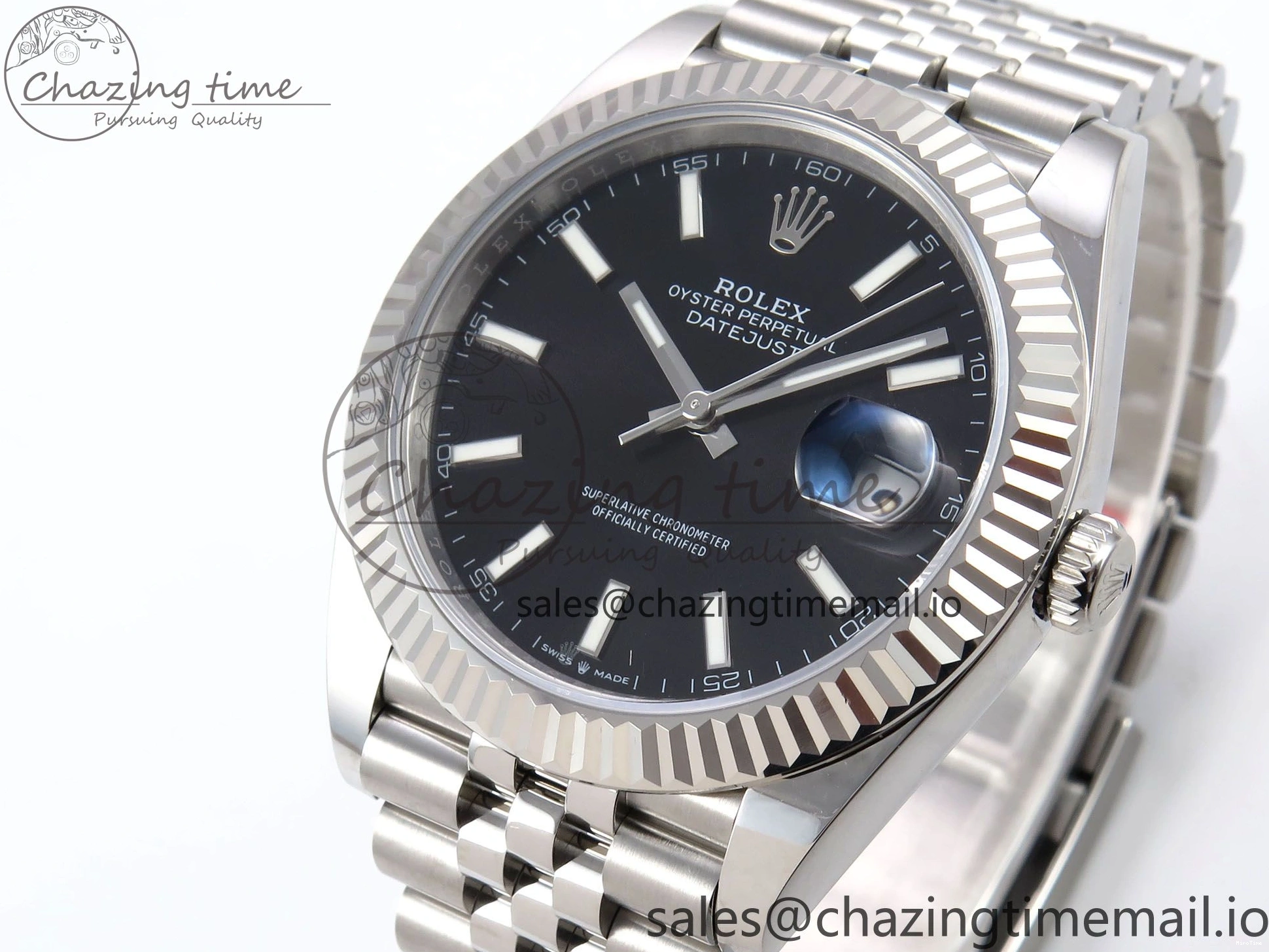 MiroTime 0406 HighPerformance DateJust 41 126334 EWEF Best Edition Black Stick Dial on Jubilee Bracelet A 1046